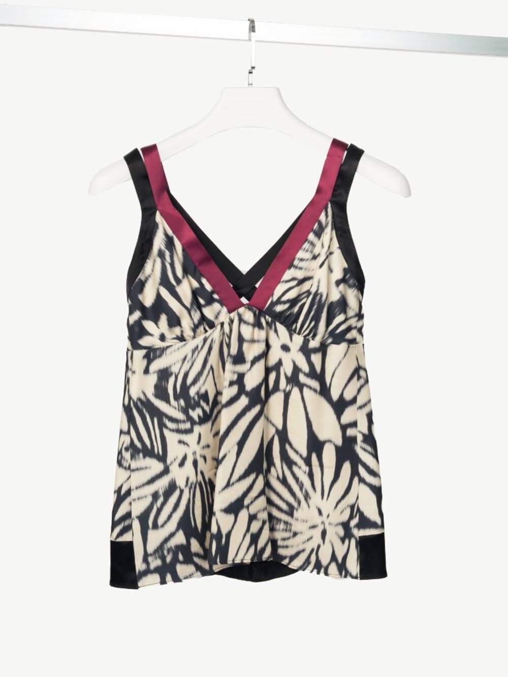Etro White & Black Tie-Dye Silk-Satin Babydoll Tank